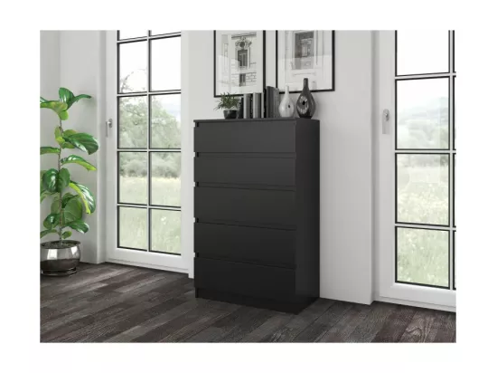 Malwa M5 COMMODE NOIRE 5 tiroirs