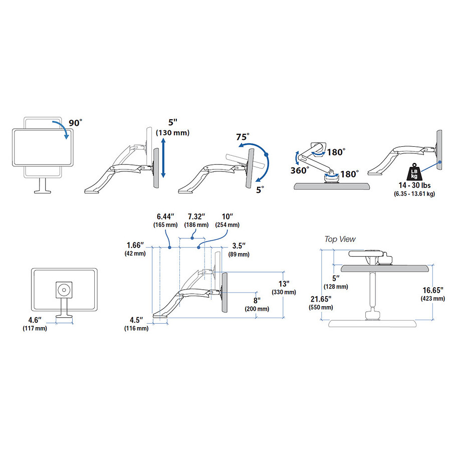 Ergotron Bras articulé fixation bureau MX 45-214-026