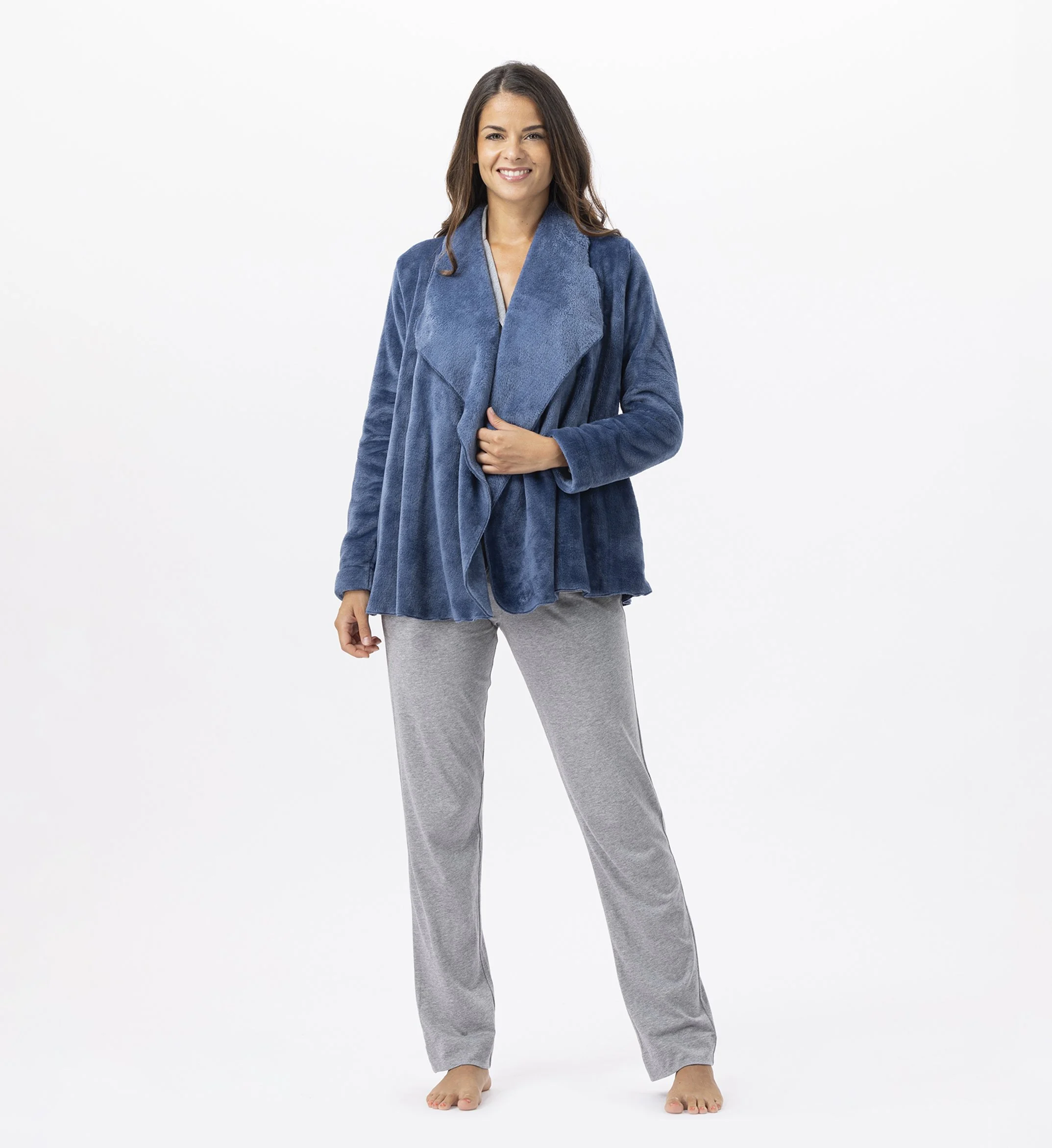 ESSENTIEL 873 - Veste en peluche flanelle | Bleu
