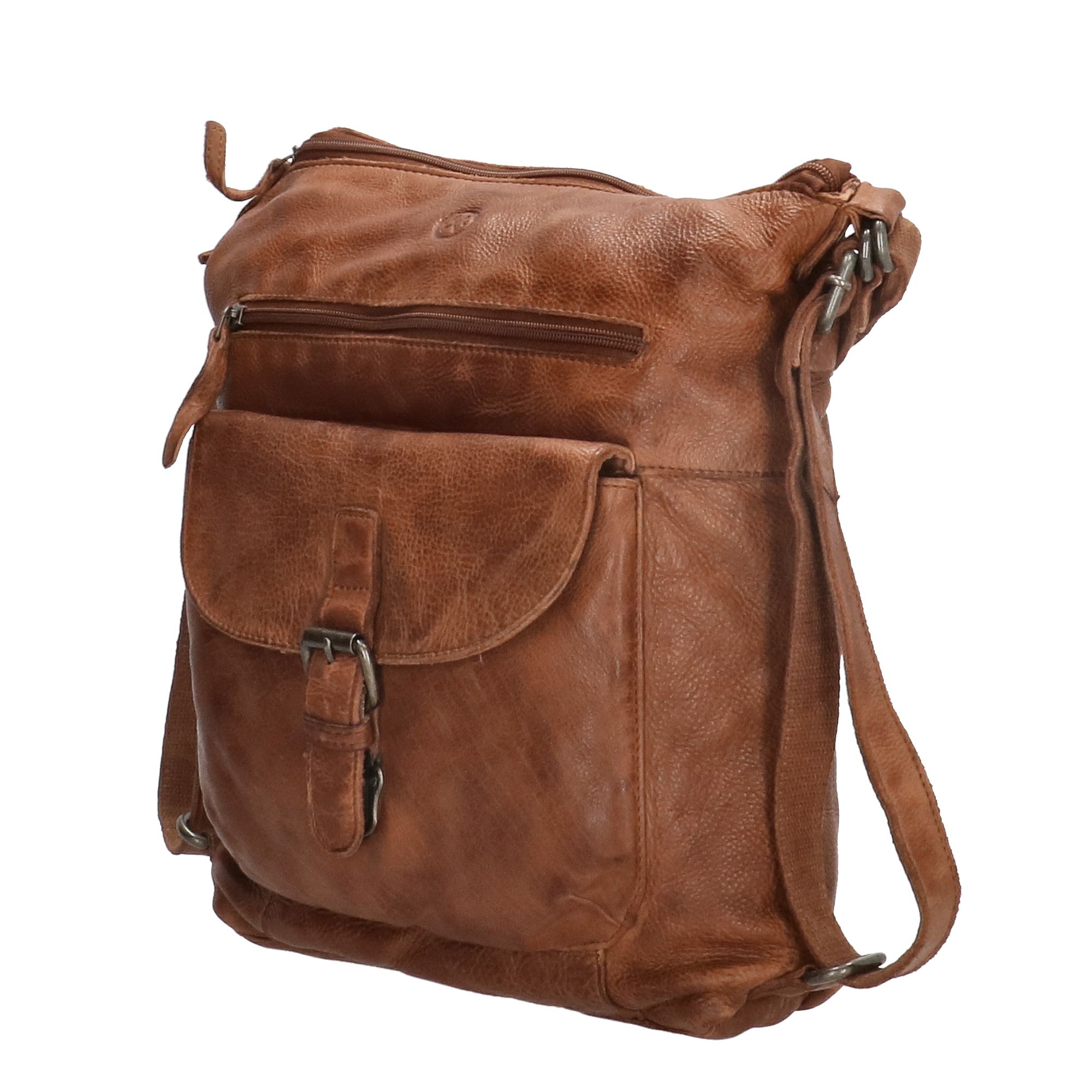 Hide & Stitches Paint Rock Schoudertas /- Rugzak Cognac
