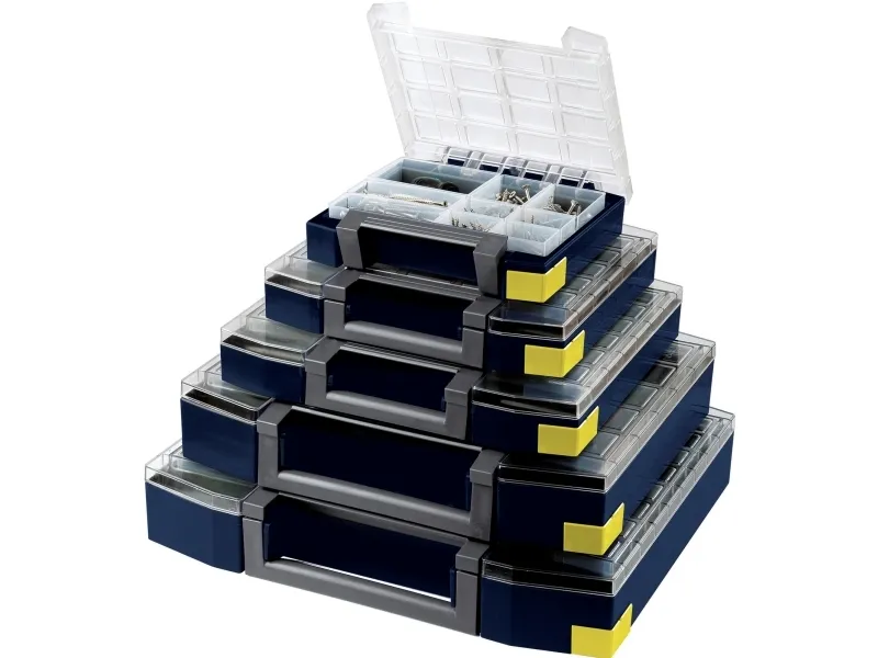 raaco Boxxser 80, Værktøjskasse, Polykarbonat (PC), Polypropylen, Blå, Transparent, 20 kg, Hængsel, 465 mm