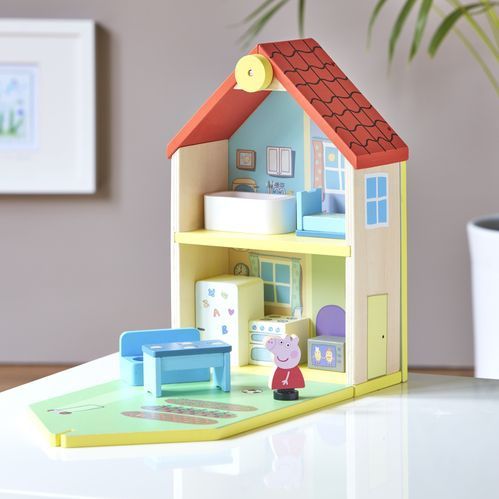 Peppa Pig - Houten Poppenhuis - Inclusief Peppa en Meubels - Milieuvriendelijk Hout