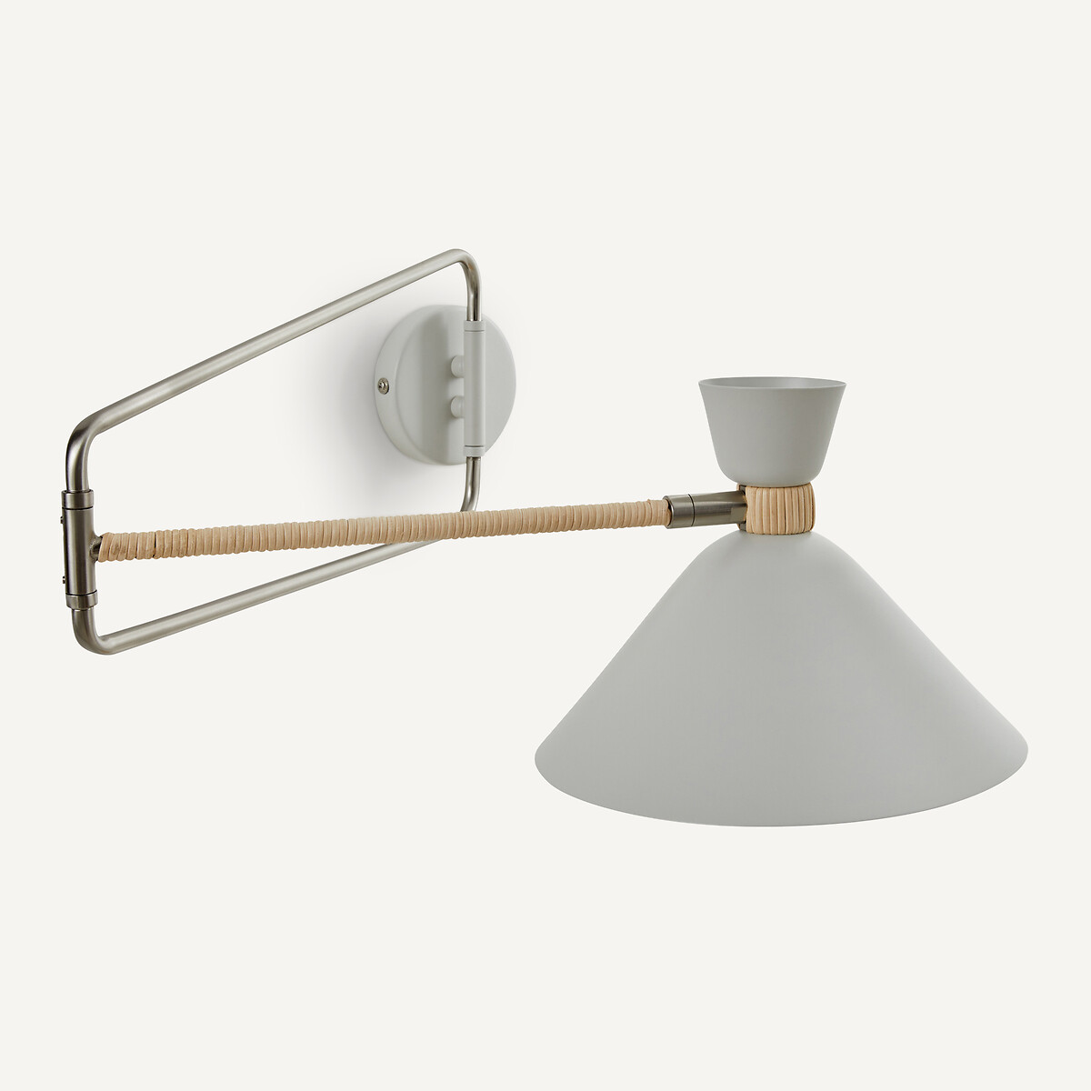 AM.PM<br>Luminária de parede articulada em metal e rattan, Zoticus Ratan