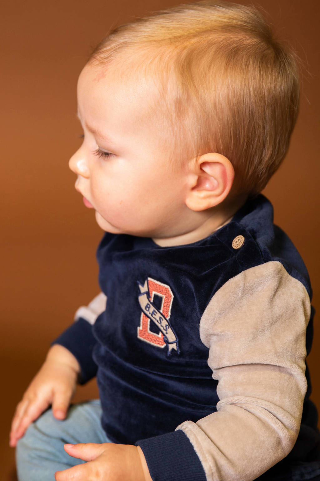 BESS fluwelen sweater blauw