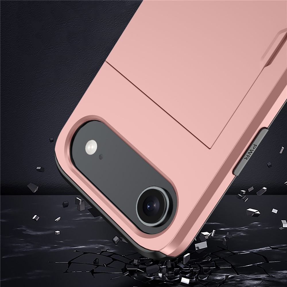 iPhone Air Hybrid Hardcase Hülle mit integriertem Karten Portemonnaie (aufschiebbar) - Schwarz