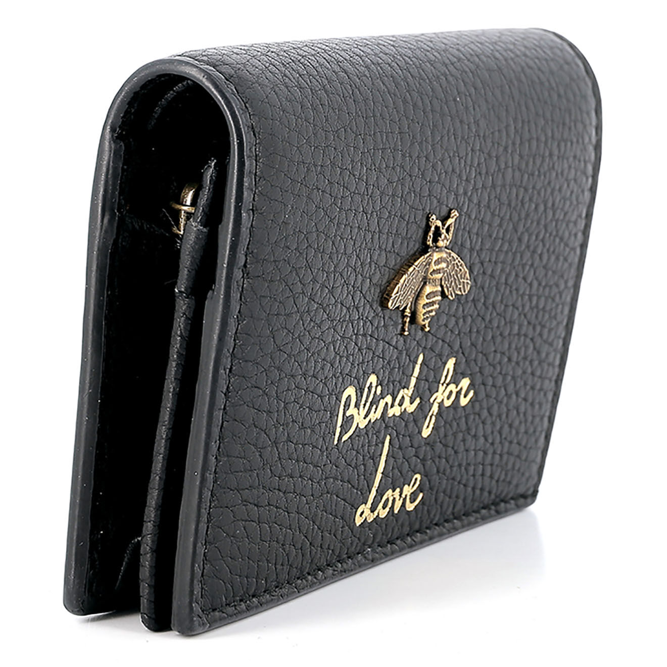 Gucci Porte-monnaie Blind for Love en Cuir noir - Neuf sans étiquette - L.11 cm