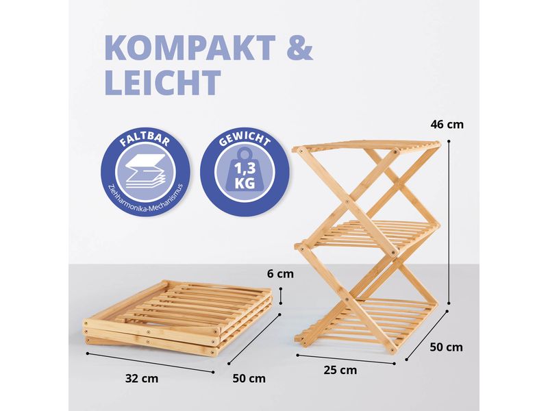 Lumaland Regal 3 Etagen 46 x 50 x 25 cm, Braun Badregal