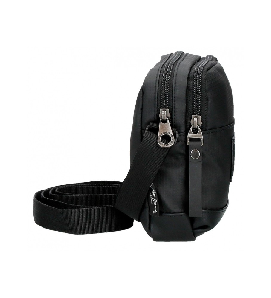 Bolsa transversal pequena Pepe Jeans com alças e compartimento duplo, preta.