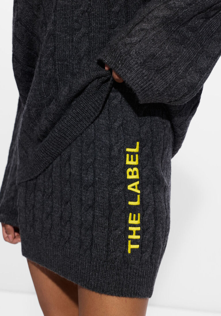 donkergrijze alix the label minirok ladies knitted cable skirt