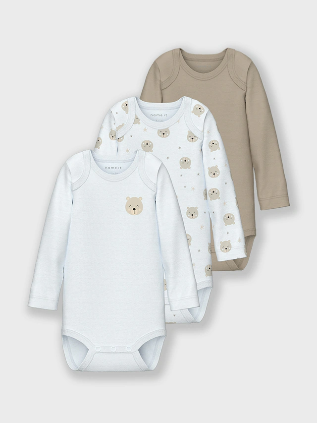 Name It Body »NBNBODY 3P LS OXFORD BEAR NOOS«, 3 Stk.