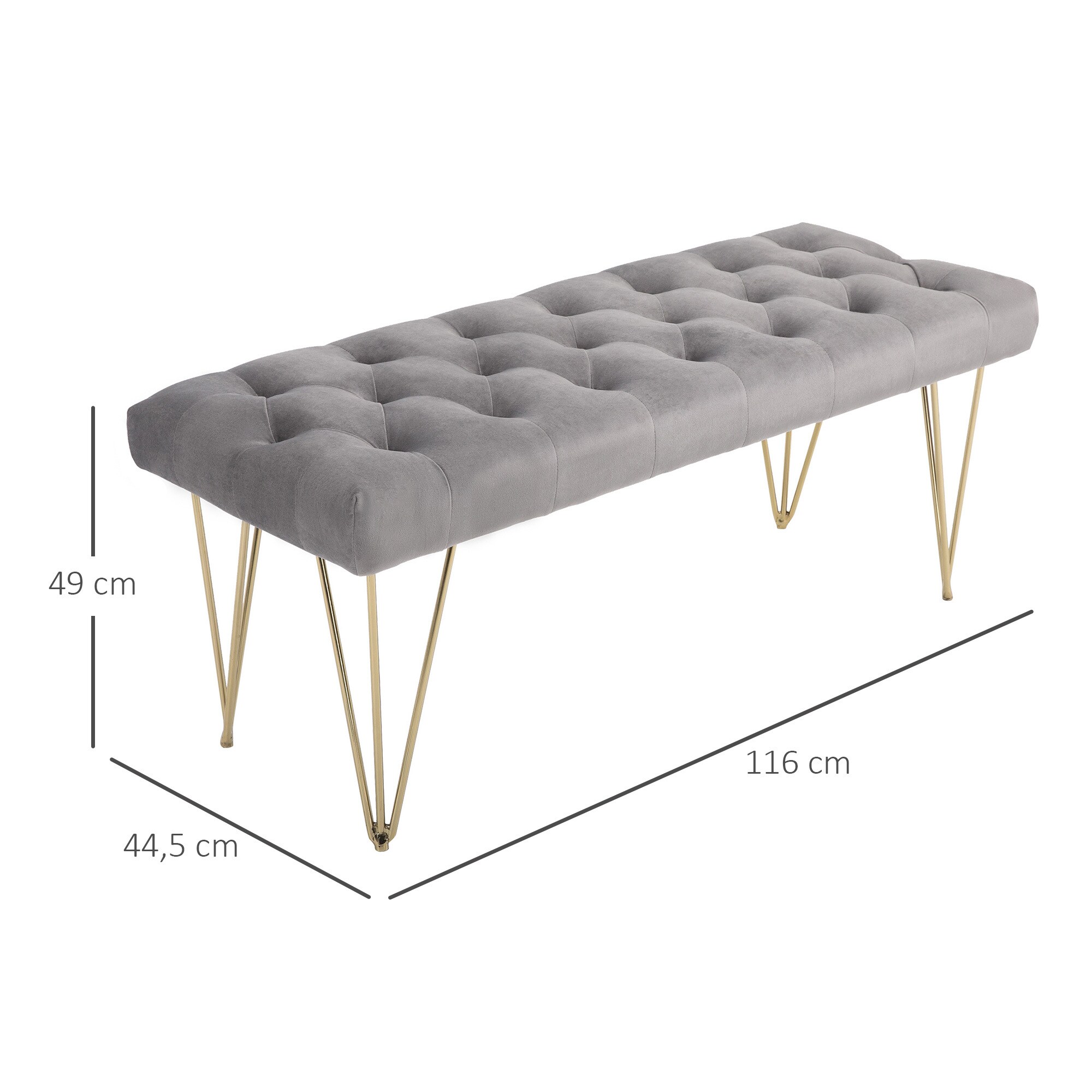 HOMCOM Sitzbank im eleganten Design grau 116 x 44,5 x 49 cm (BxTxH)