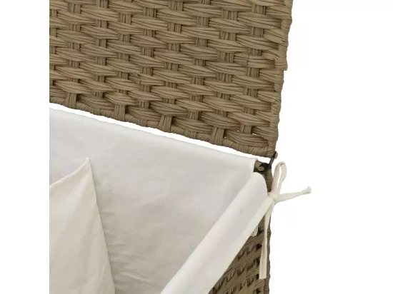 Panier à linge avec 2 sections 53x35x57 résine tressée