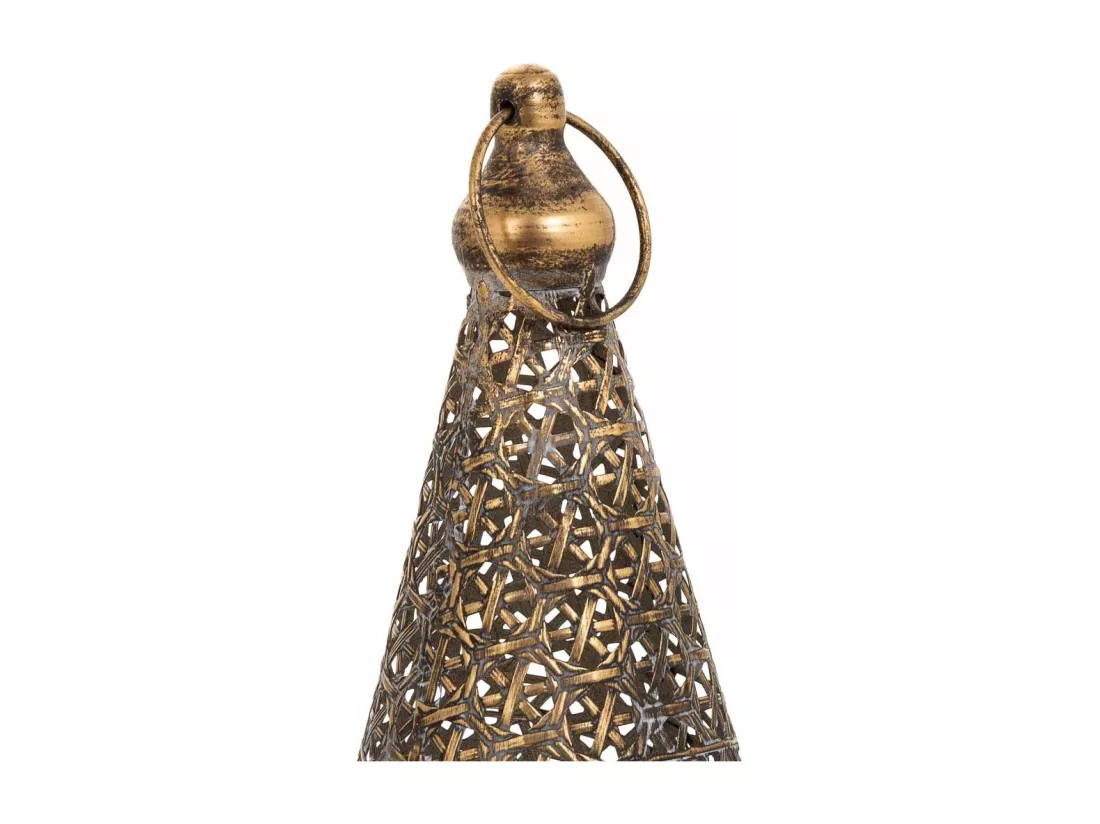 Bougeoir en métal doré 19.5x19.5x43.5h