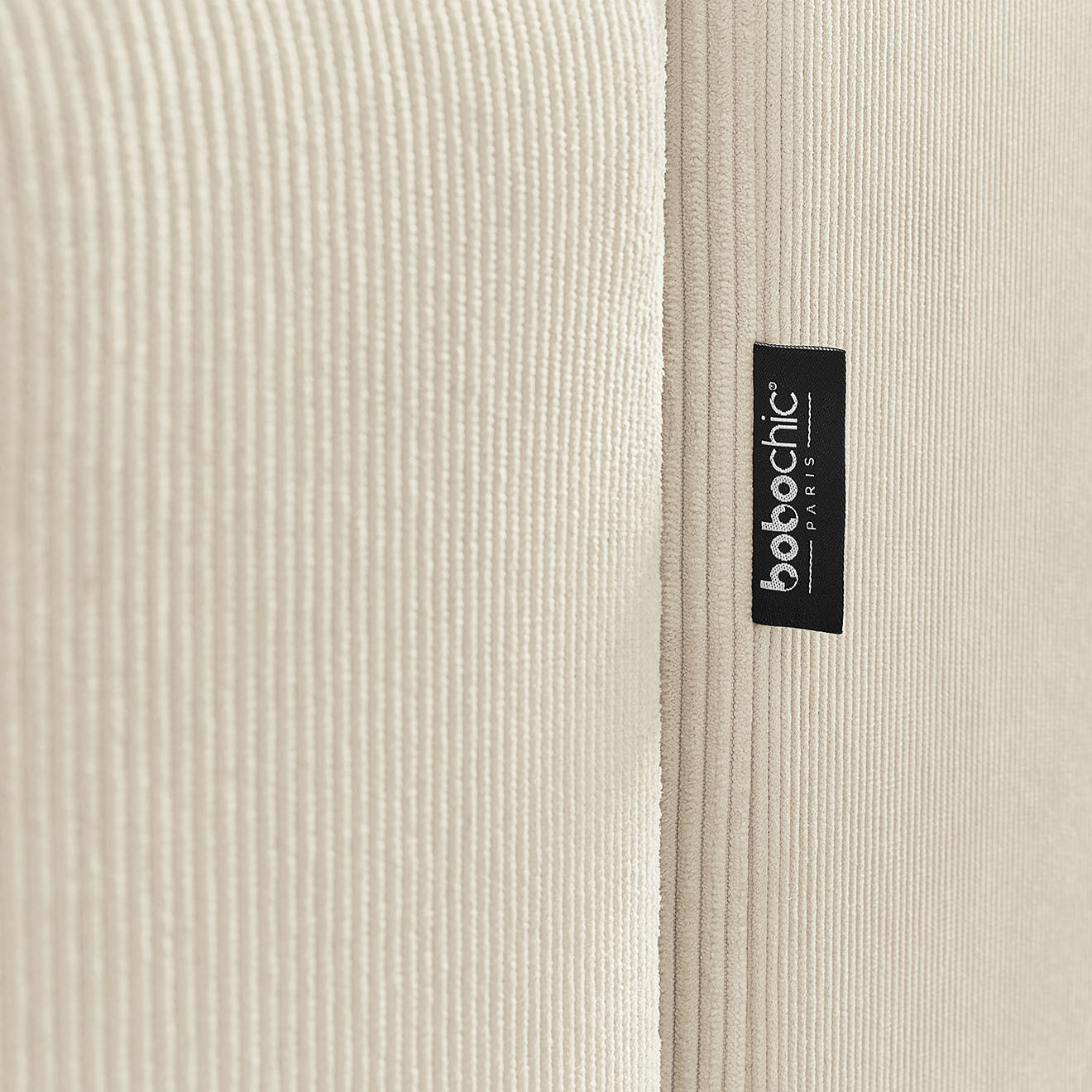 Bobochic Canapé panoramique convertible coffre velours côtelé envy beige - 386x153x95 cm