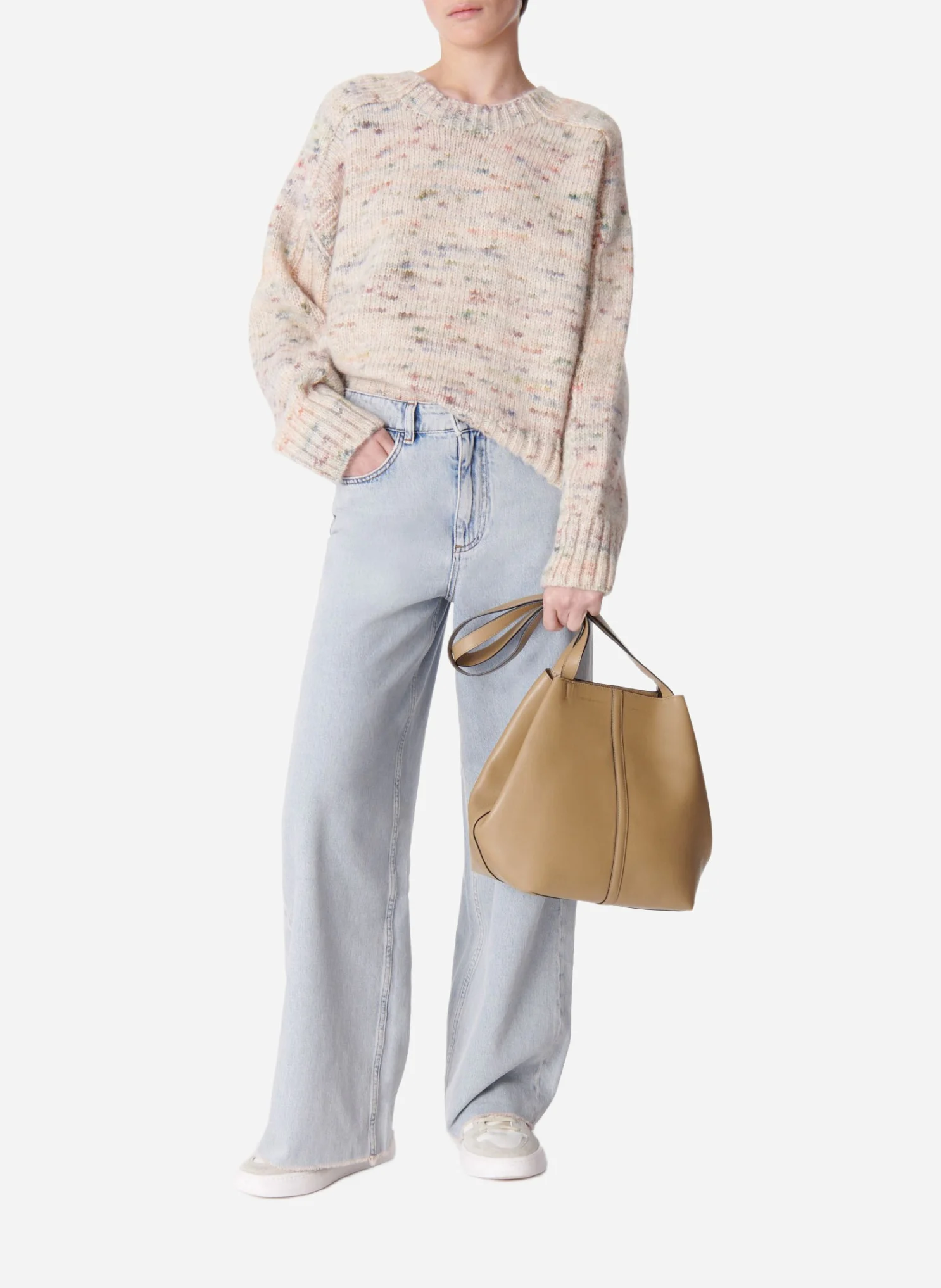 ELMER - Pull court en laine et coton | Beige