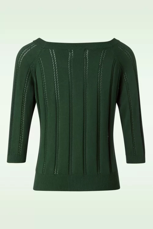 Banned Retro Belle Bow Pointelle-top in bosgroen