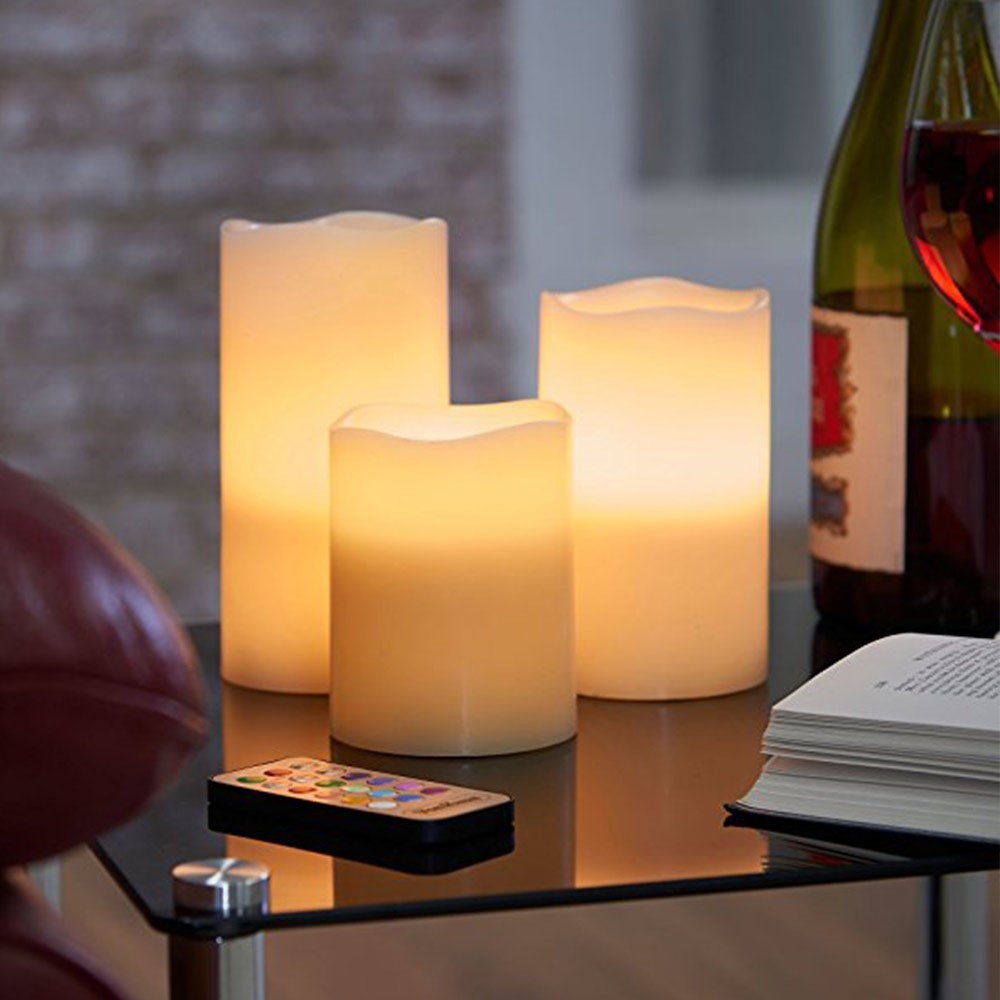 (3er Set) LED Kerze Home Deko Stimmungsleuchte inkl. Fernbedienung (Batteriebetrieben) - Bunt