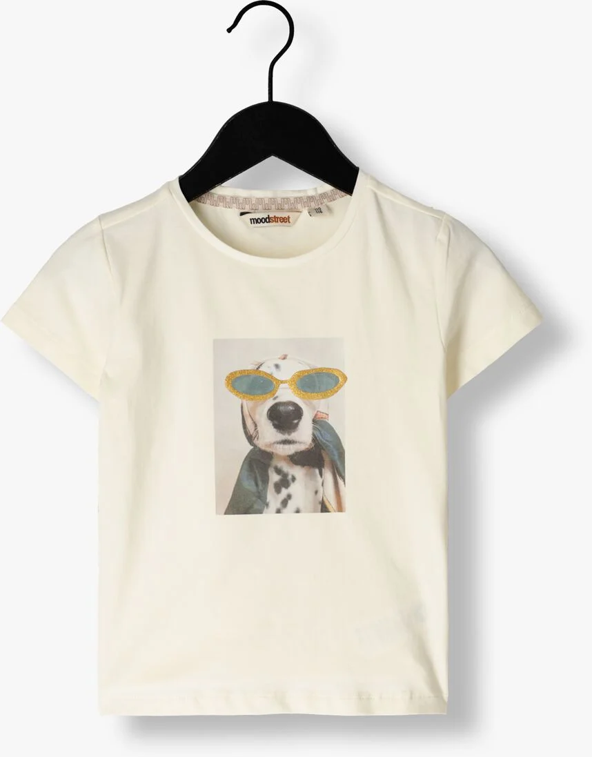 MOODSTREET ecru moodstreet t-shirt girls t-shirt chest print