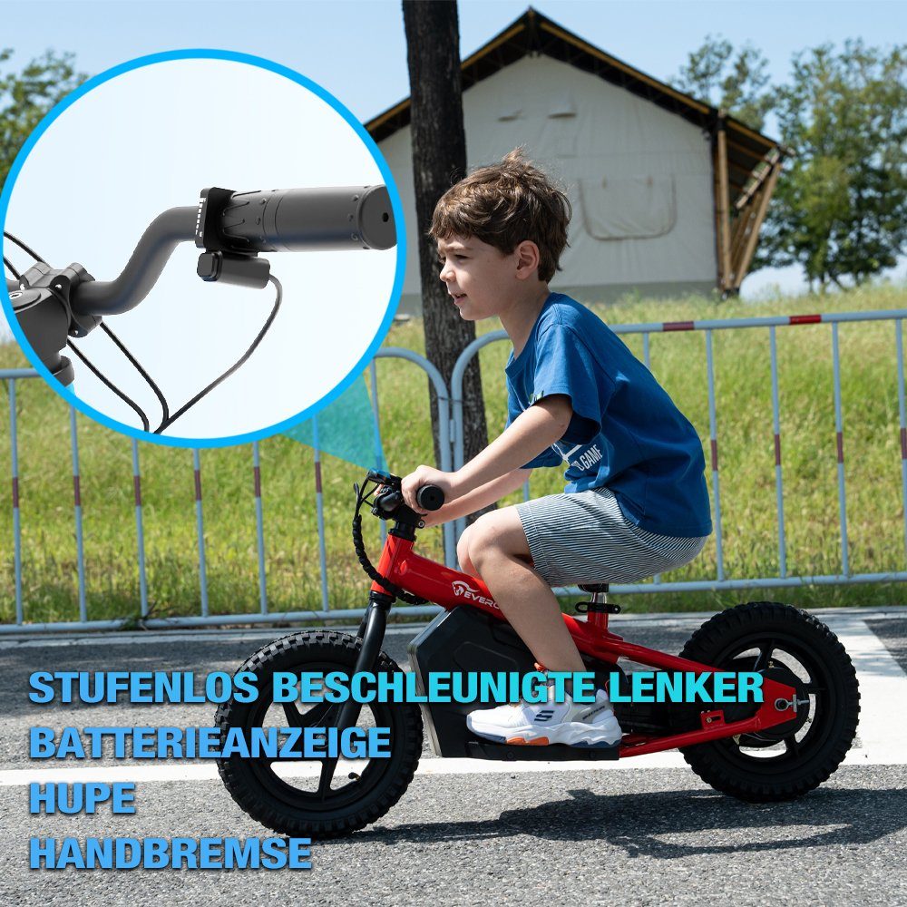 Mini Patinete Elétrico Evercross EV06M para Crianças, Bicicleta de Equilíbrio de 12 Polegadas, 100W, 15 km/h, Bicicleta Elétrica de Equilíbrio para Crianças de 3 a 6 Anos, Velocidade Máxima de 15 km/h, Bateria de 24V 4AH
