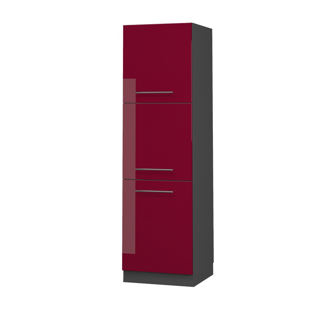 Vicco Herdumbauschrank Küchenschrank Küchenmöbel Fame-Line Anthrazit Bordeaux Rot60 cm modern Hochglanz Küche Einbauküche Blende Herdschrank Hochschrank Küchenzeile Drehtür Einlegeboden