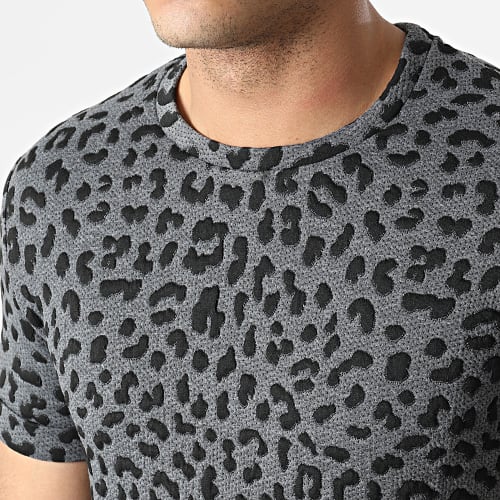 Tee Shirt Oversize Léopard DD35 Gris Anthracite