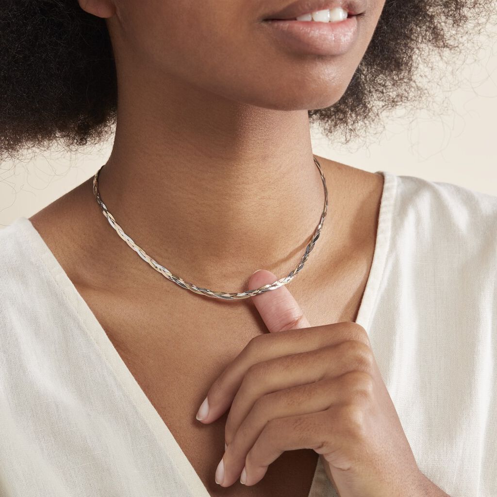Collier Jasmin Tresse 3 Fils Or Tricolore