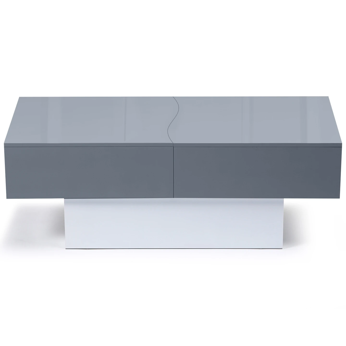 Table basse coulissante rectangulaire MARTA bois blanc et gris