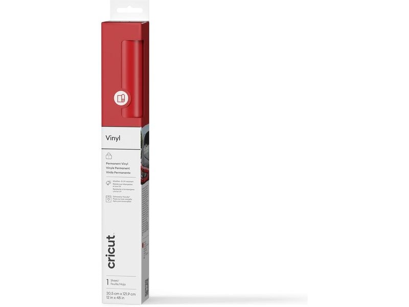 Cricut Vinylfolie Permanent 30.5 x 122 cm, 1 Stück, Rot Selbstklebendes Vinyl Permanent Rot
