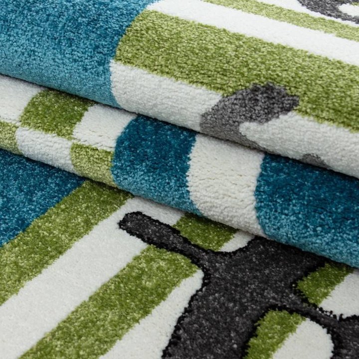 Kindervloerkleed - Piraat Blauw/Groen