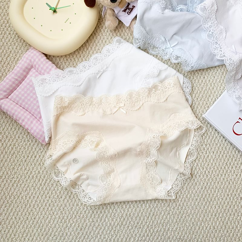 Nikiki - Kanten panty met effen strikpaneel