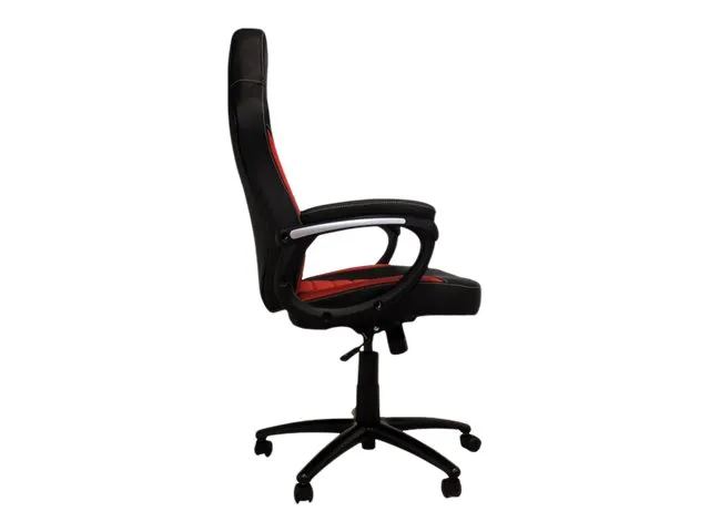 LC Power - Stol - armstøtter - vippe - drejeled - plastik, metal, skum, PU-behandlet læder - sort, rød