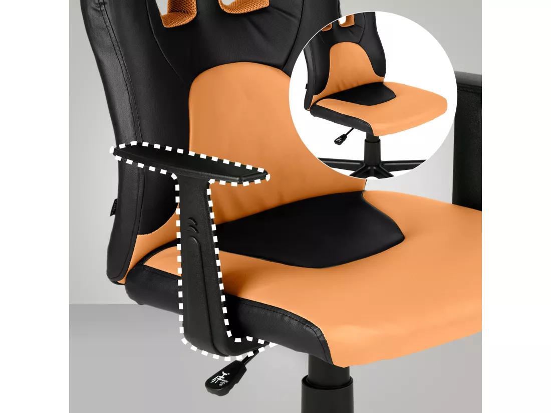 Fauteuil de bureau - Similicuir & Plastique - Noir / Orange - Fun