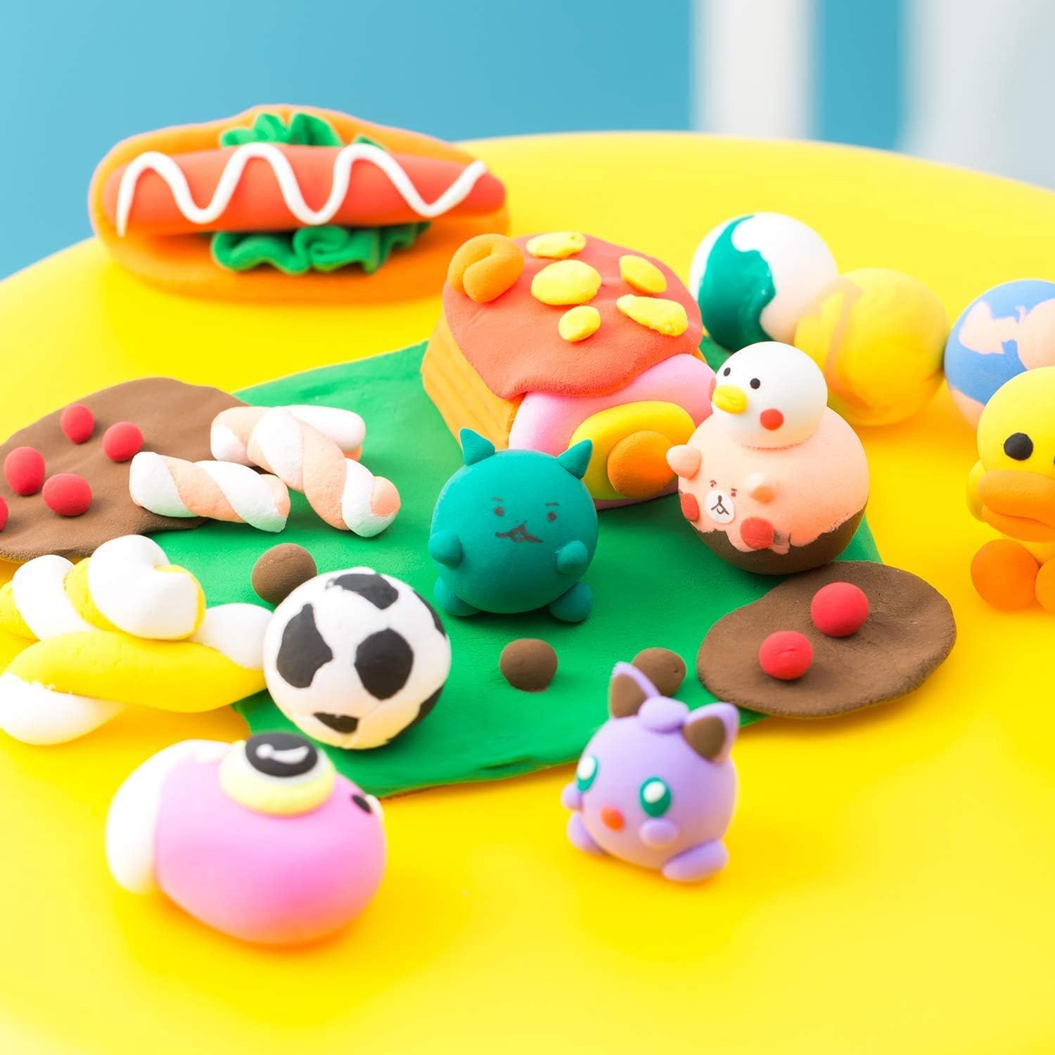 (62-tlg. Set) Kinder Knete DIY Bastel Zubehör Modellier Spielzeug Ofenhärtend inkl. Werkzeug - Bunt