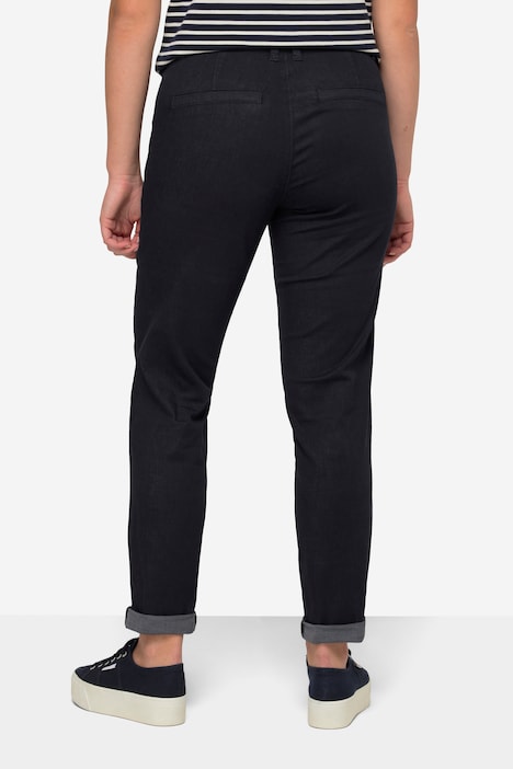 Chino-Hose, Stickerei, Flatfront, mit recyceltem Polyester