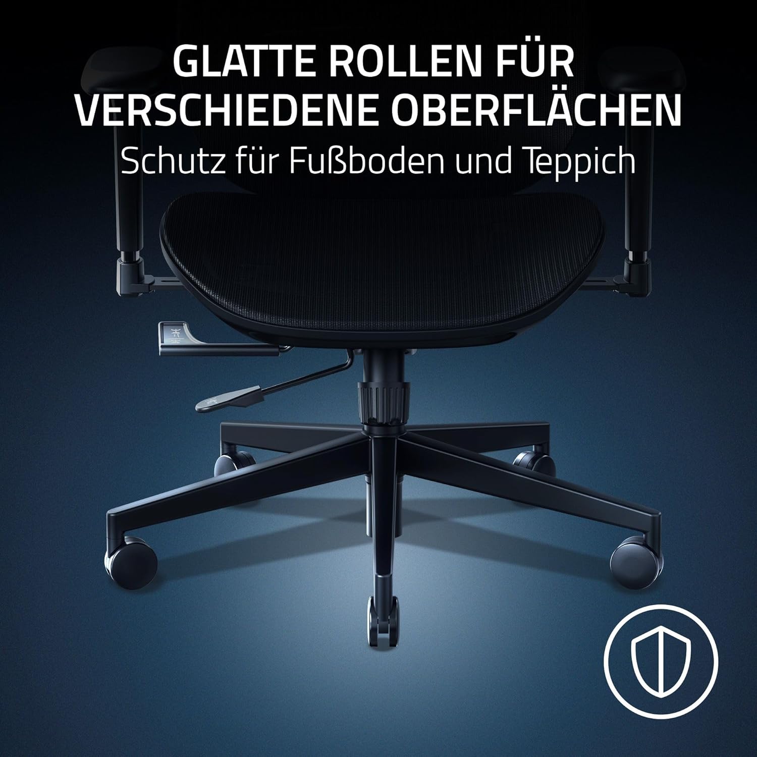 Razer Fujin - Gaming-Stuhl mit ultra atmungsaktivem Mesh (Synchro-Tilt-Technologie mit 130° Neigung, Höhenverstellbare Lordosenstütze, Gepolsterte 3-D-Armlehnen, Gestell mit hoher Sitzhöhe) Schwarz