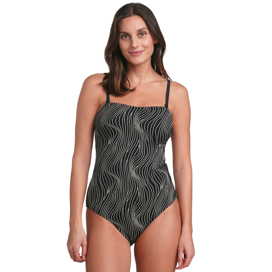 Gina Benotti Damen Shape-Badeanzug mit Wellenmuster schwarz