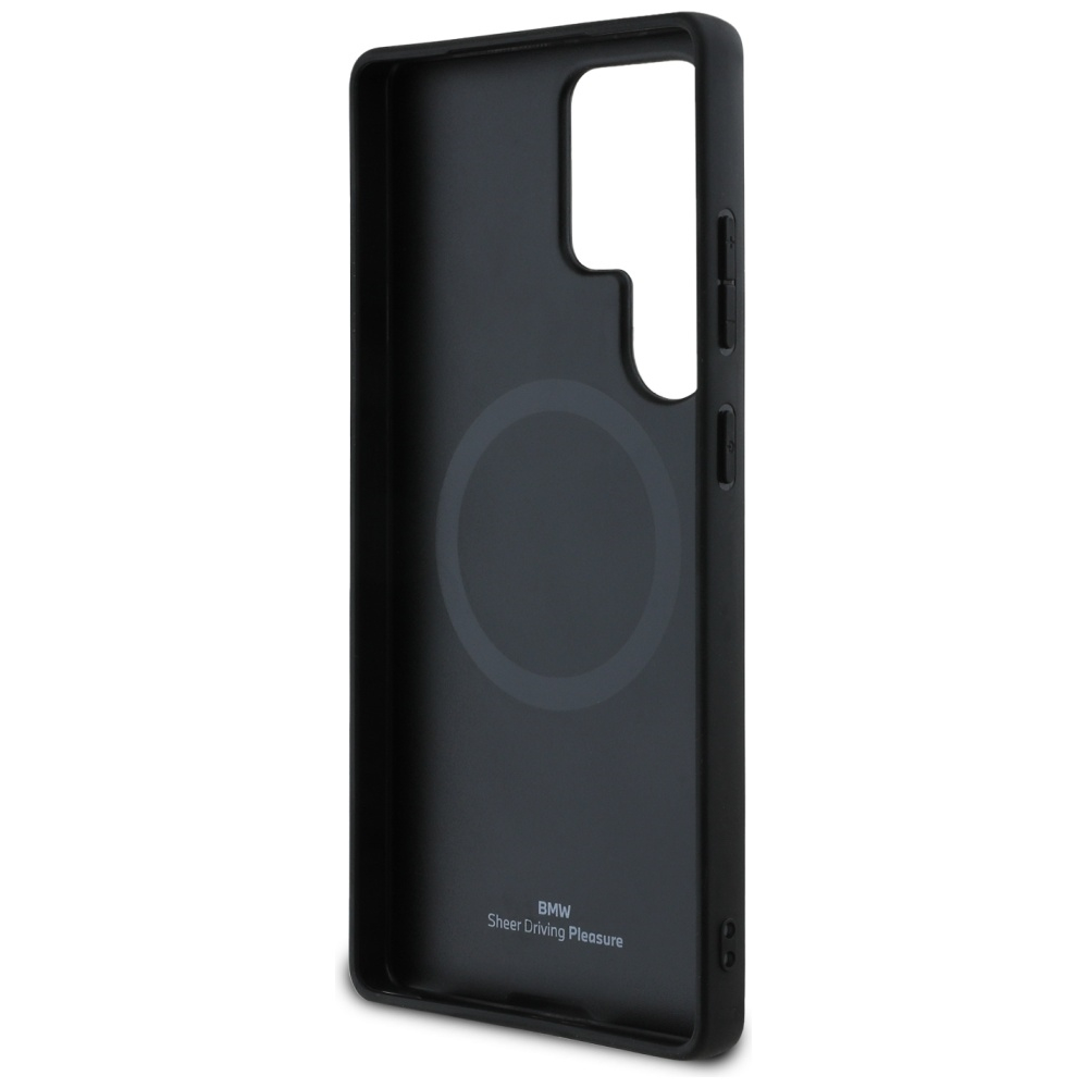 Samsung Galaxy S25 Ultra Leder Hardcase Hülle Half Textured & Circle MagSafe-Modul (BMHMS25L23RTPK) - Schwarz