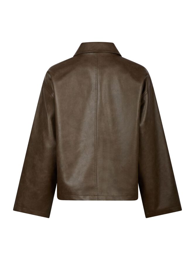 Neo Noir Titan Faux Leather Jacket Dark brown