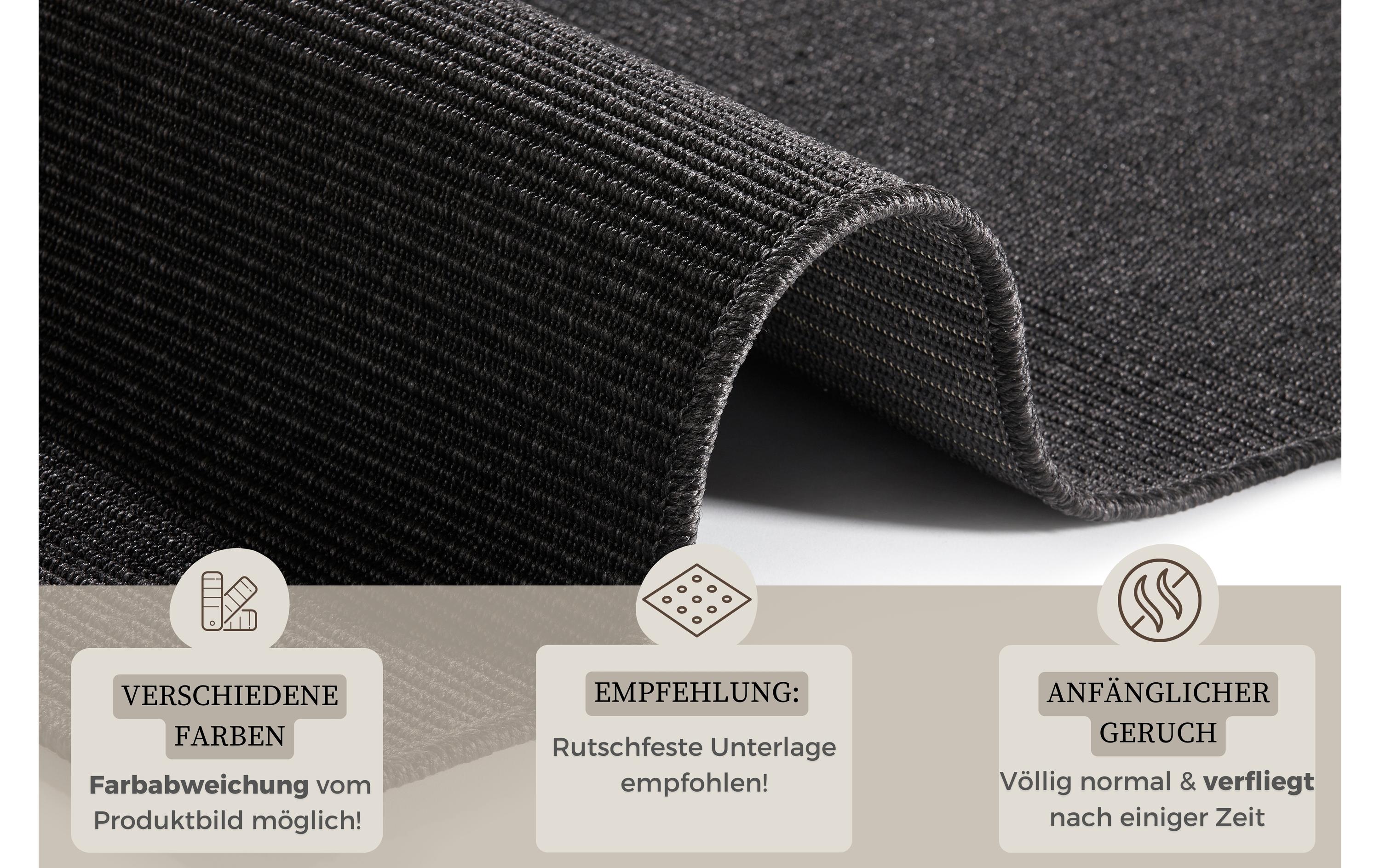 Teppich Sisal 80 cm x 150 cm, SchwarzIn- & Outdoor Teppichläufer