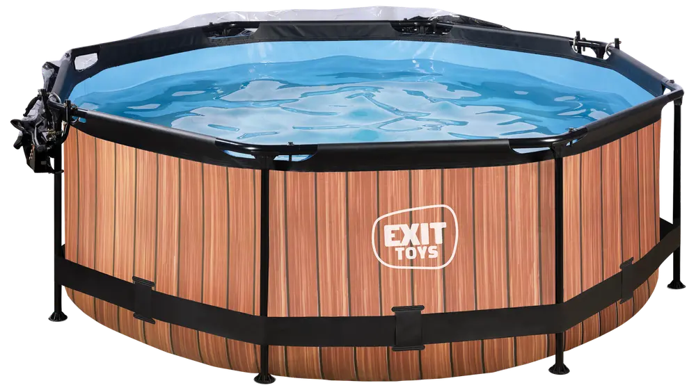EXIT TOYS Pool Ø244x76 cm med pumpe og skærm - brun