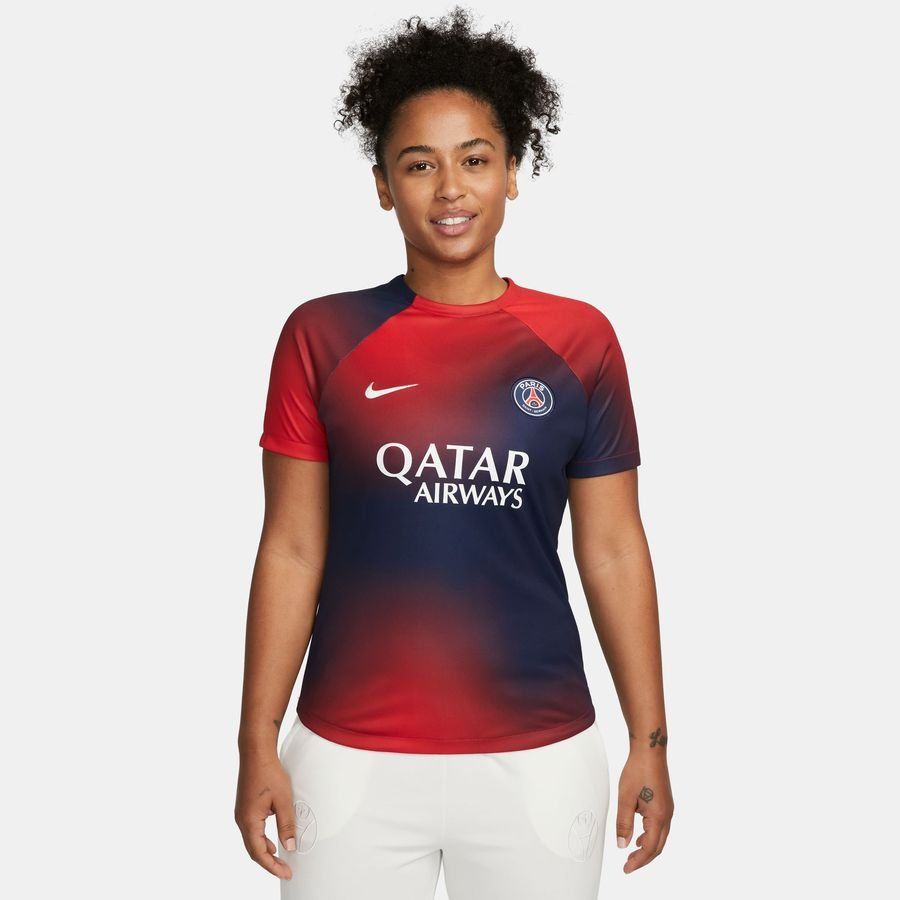 Paris Saint-Germain T-shirt d'Entraînement Dri-FIT Avant-Match - Bleu Marine/Rouge/Blanc Femme