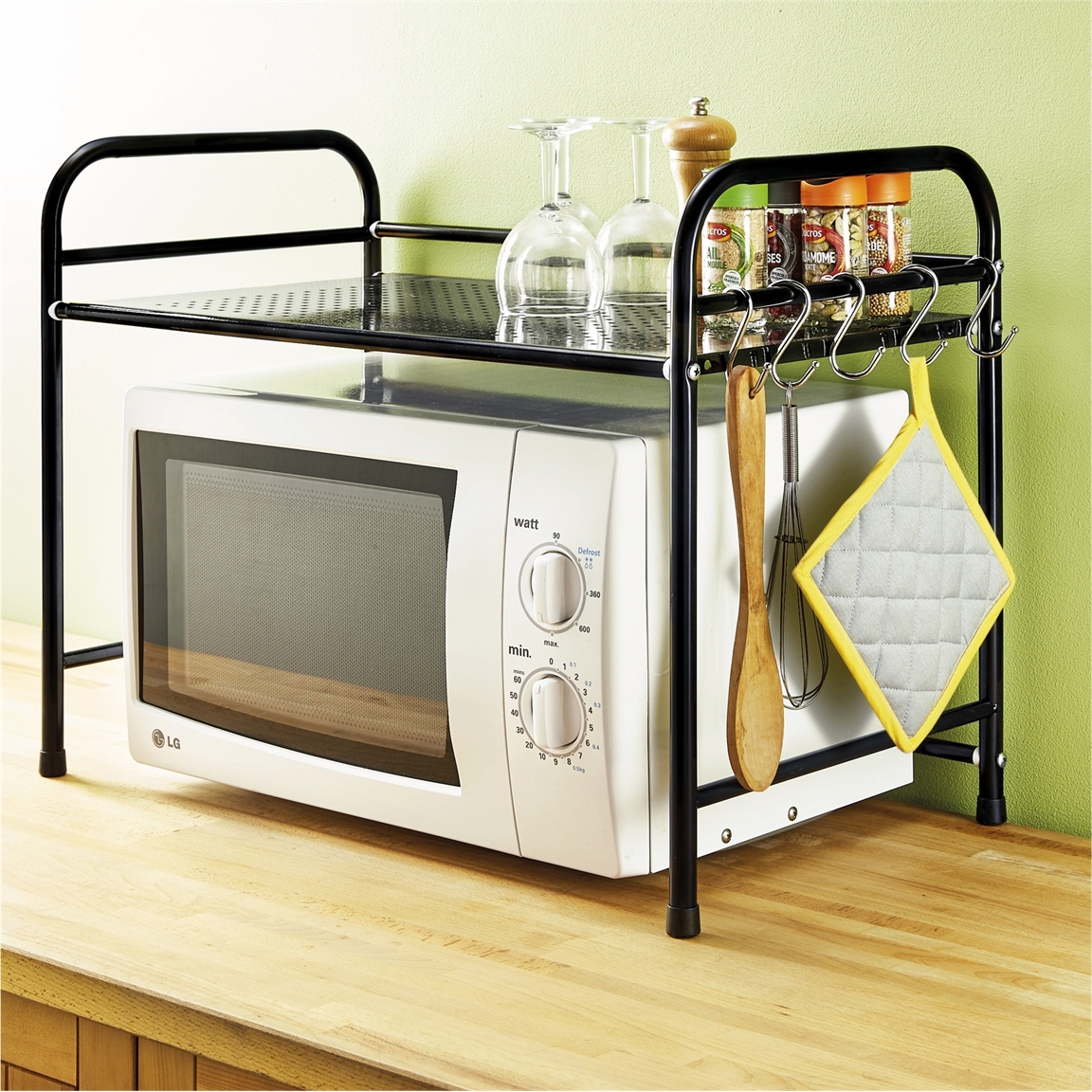 Etagère noire micro-ondes