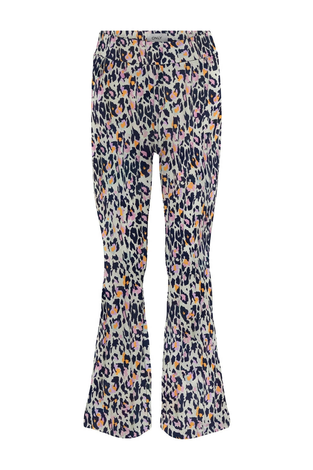 ONLY flared broek KOGPAIGE met all over print beige/zwart/lila