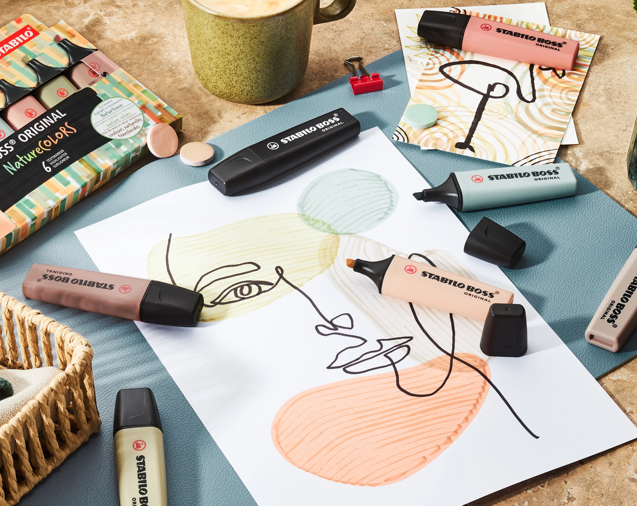 Textmarker STABILO® BOSS ORIG. NatureCOLORS 4er-Pack in grün/siena/umbra/schwarz