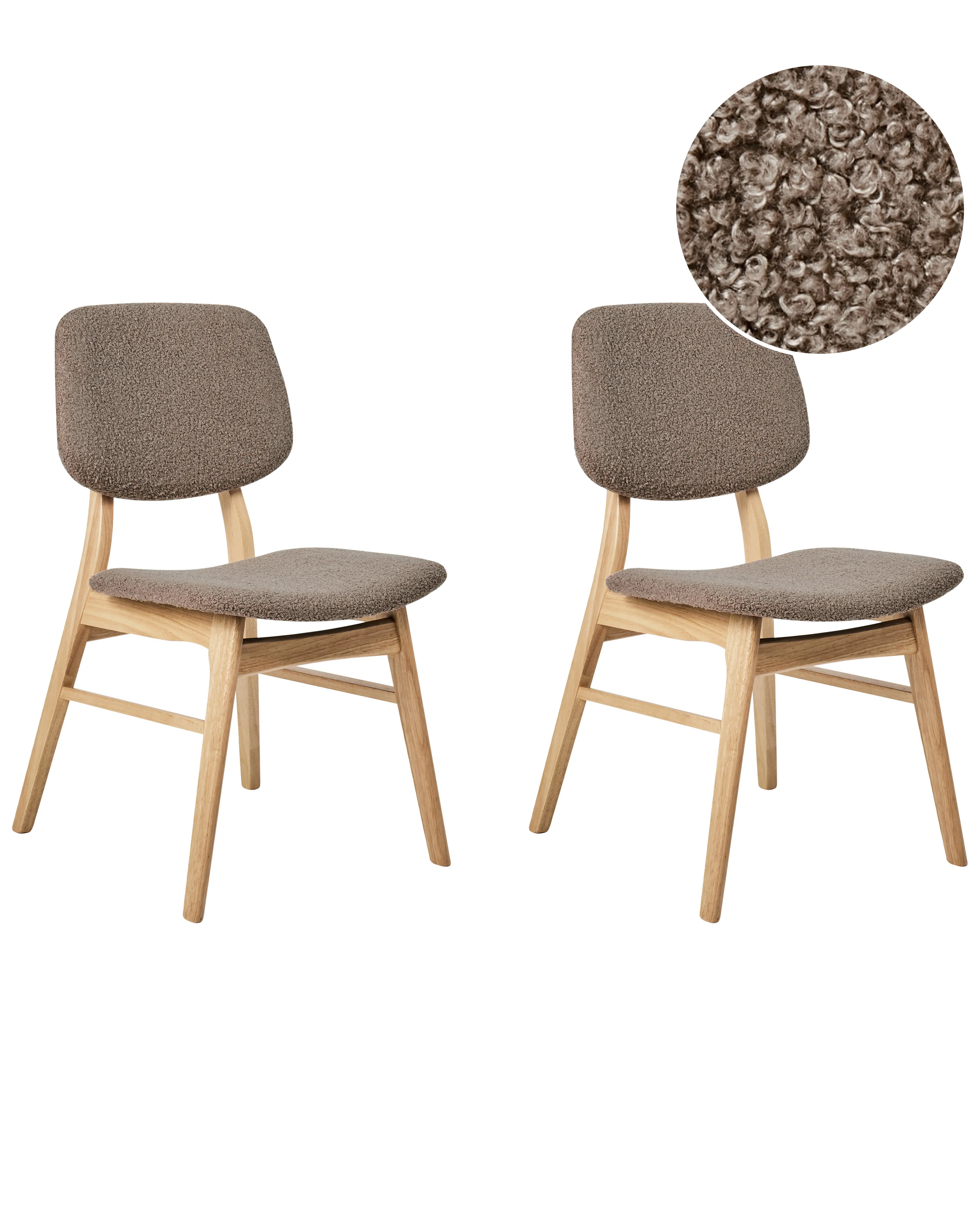 Set van 2 eetkamerstoelen ELAINE Hout Lichtbruin/taupe