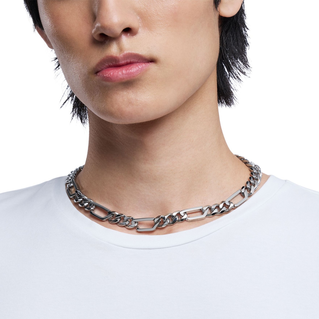 Diesel Kette Oval D Logo Silbrig