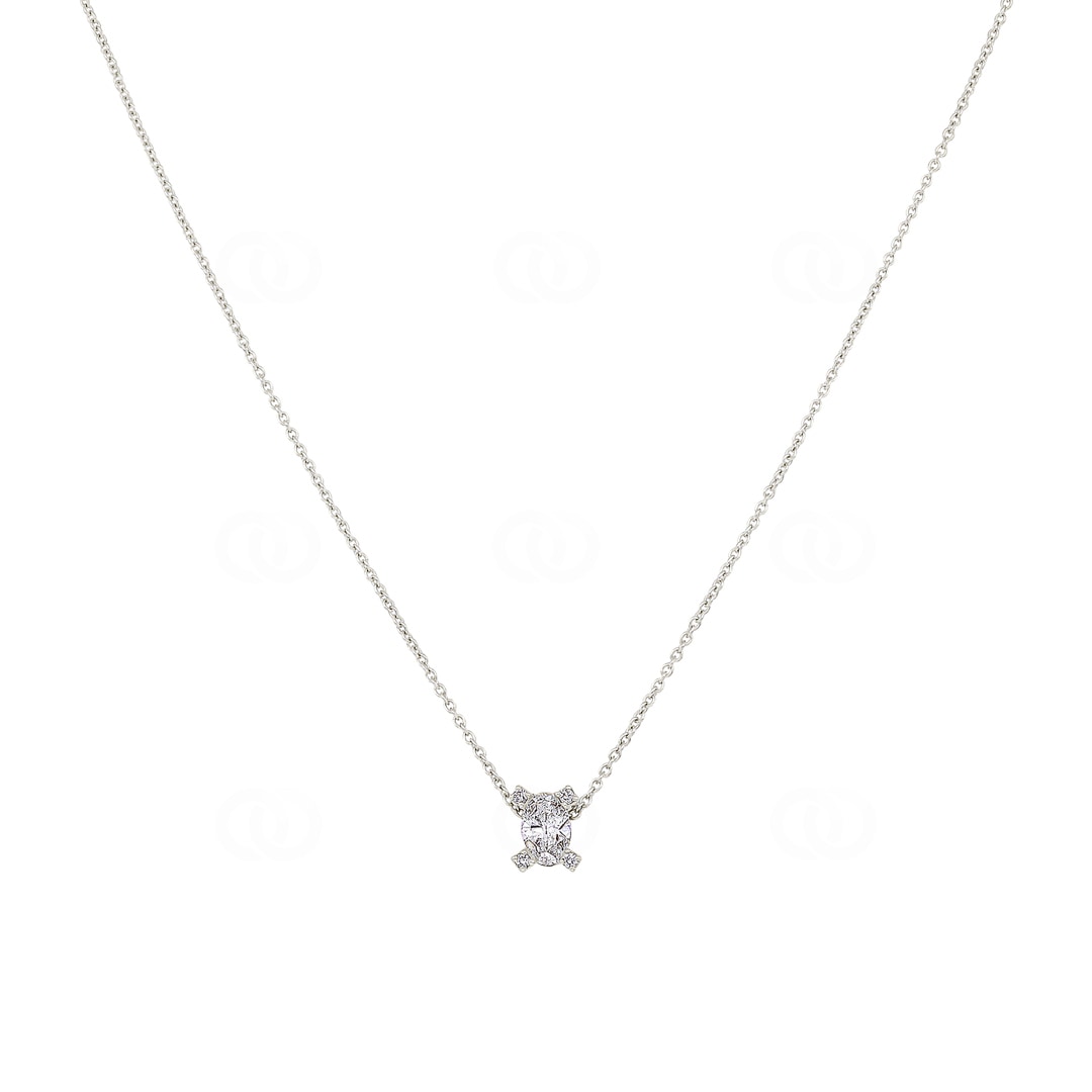 Collier mit Anhänger 750/18 K Weissgold mit Diamanten 0.16 ct H/si