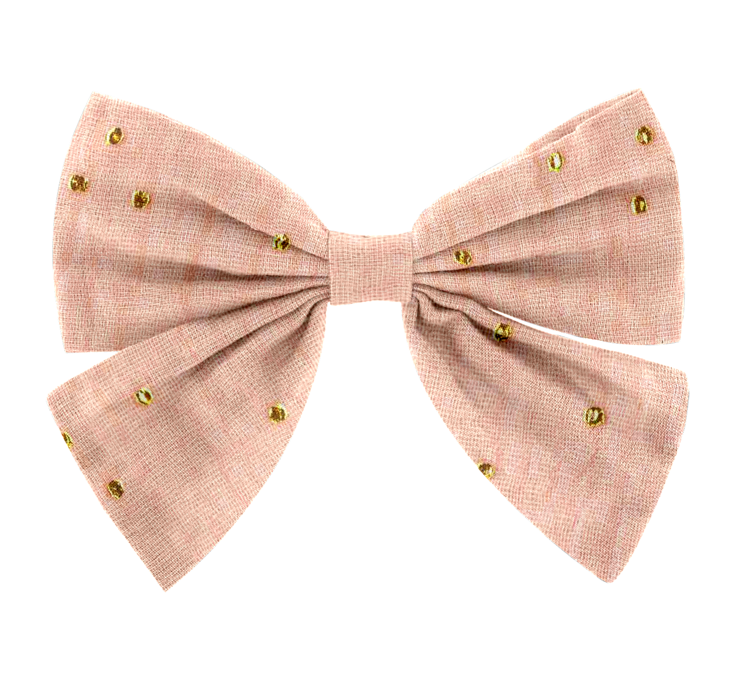 Barrette Noeud Papillon Gaze Pois Or Rose