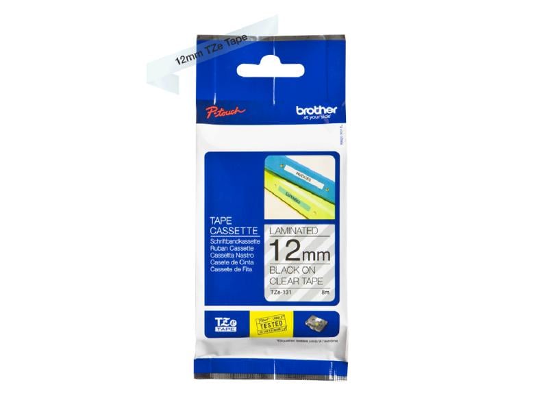Brother Beschriftungsband TZe-131 Schwarz auf Transparent 12 mm-Beschriftungsband für Etikettendrucker