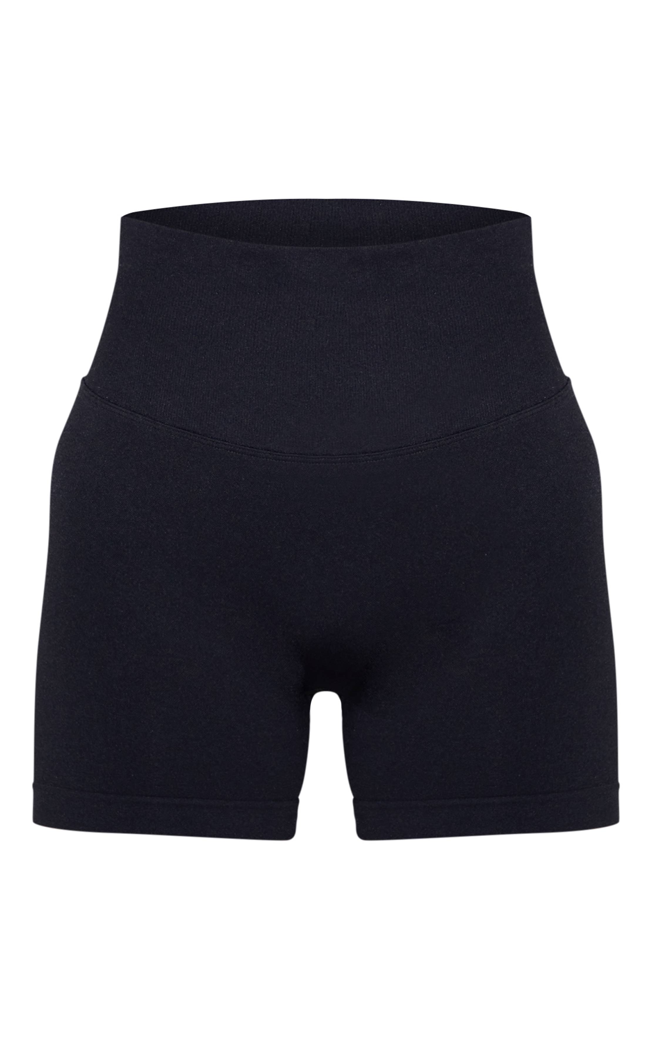 Noir Short De Sport Échancré Froncé Sans Couture